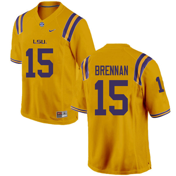 Men #15 Myles Brennan LSU Tigers College Football Jerseys Sale-Gold